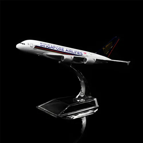 Vista 2 de 24-Hours Singapore Airlines A380 Aleación Metal Avión Modelos Fundido a presión 1:400