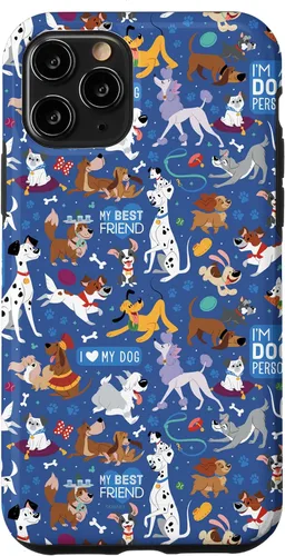 Vista 29 de Disney Funda para iPhone 17 con texto en inglés «Dogs I Love My Dog», color azul