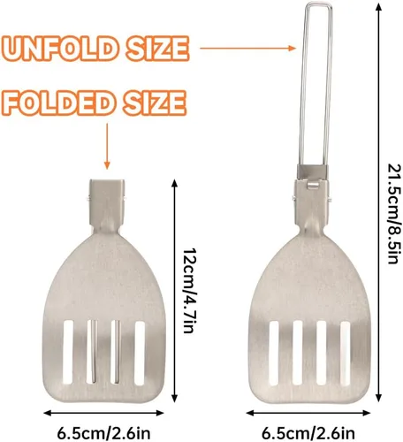 Vista 3 de Espátula plegable – Mini espátula portátil de acero inoxidable con mango plegable para camping, picnic, viajes, senderismo, barbacoa