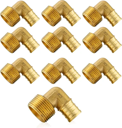 Vista 9 de Paquete de 5 accesorios PEX, adaptador de codo NPT roscado macho Pex de 1/2 pulgadas x 3/4 pulgadas, accesorios de engarce de latón, para tubería