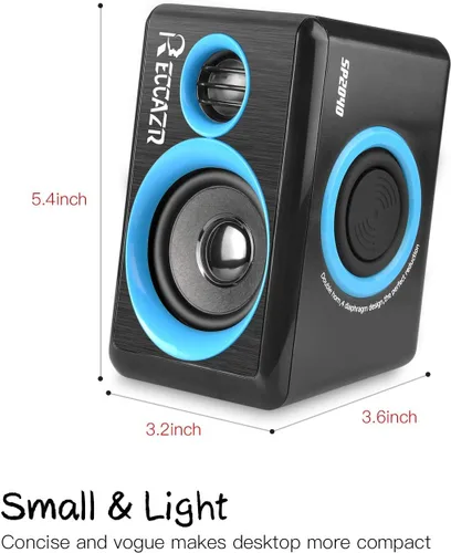 Vista 7 de RECCAZR SP2040 Altavoces de computadora envolvente con graves profundos USB con cable multimedia altavoz para PC/portátiles/teléfono inteligente