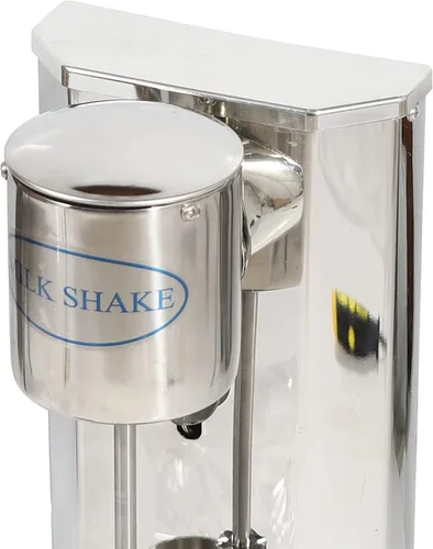 Vista 3 de Mezclador de leche de acero inoxidable, mezclador de bebidas eléctrico plateado, mezclador de leche profesional, mezclador de barra con tazas