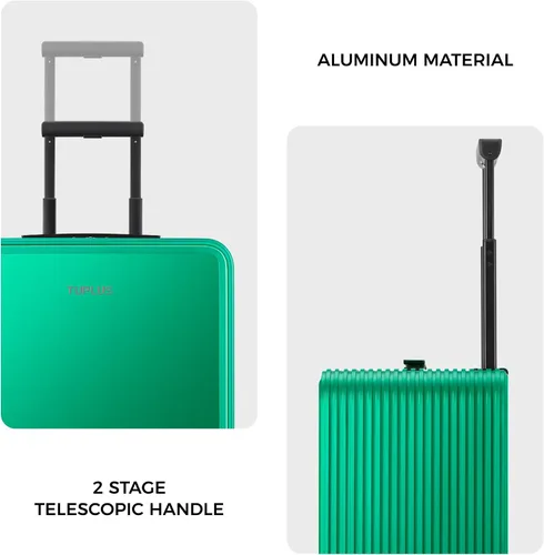 Vista 4 de TUPLUS QUICK Maleta rígida de aluminio con ruedas dobles giratorias, equipaje de mano de 16 pulgadas, silencioso, maleta con bloqueo TSA, Verde
