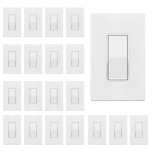 Vista 20 de ENERLITES - Interruptor de palanca decorativo de encendido/apagado con placas de pared, unipolar, 3 cables, tornillo de conexión a tierra, grado