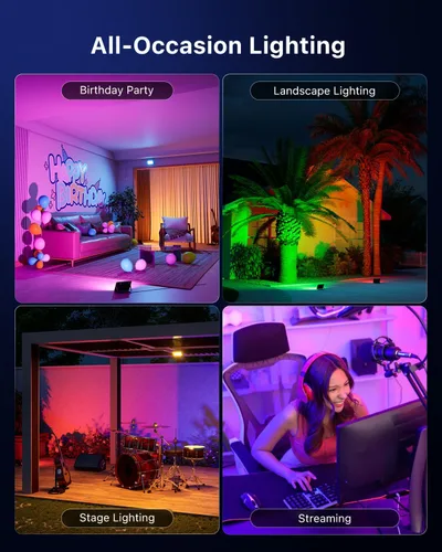 Vista 15 de FALOVE Paquete de 4 luces de inundación inteligentes RGBW por App Control