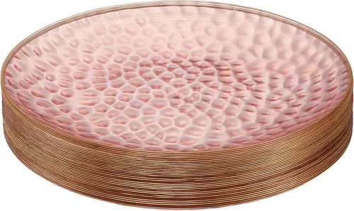 Vista 26 de PLASTICPRO Paquete de 30 platos de plástico martillado, platos de plástico desechables pesados, elegantes platos de fiesta transparentes martillados