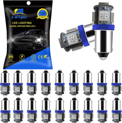 Vista 8 de Bombillas de luz LED EverBrightt BA9S 194 168 W5W SMD, lámpara para puerta lateral, baliza de coche, CC 12 V, 5SMD-Azul Bule