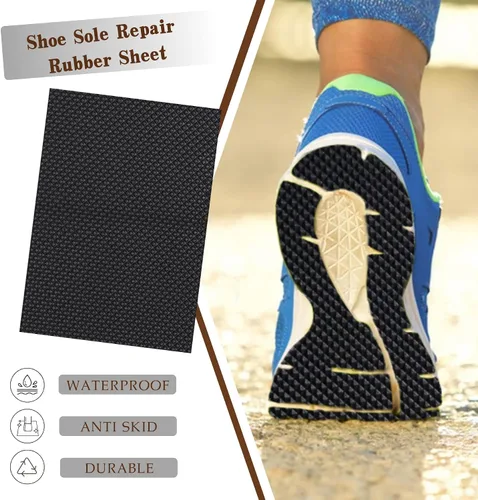 Vista 3 de Hoja de suela de goma para zapatos, 0.047 in de grosor de goma de reparación, hoja de suela antideslizante para la parte inferior del zapato