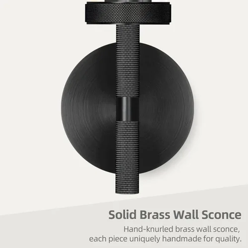 Vista 2 de Apliques de pared modernos en negro con cableado integrado, aplique de pared de 21'' con textura estriada para baño, aplique de pared
