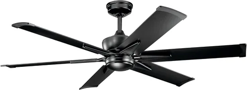 Vista 2 de KICHLER 300300SBK Ventilador de techo con 6 aspas negras satinadas con luz de 31 vatios, negro satinado Ventilador de motor DC con luz LED