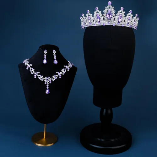 Vista 4 de PRINCESS BRIDE Women Jewelry Set Tiara Set with Earrings and Necklace Gold Gothic Rhinestone Bridesmaid Jewelry Set for Wedding Costume Hair