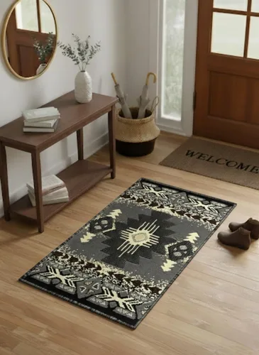 Vista 83 de YHSF South West - alfombra estilo nativo americano del suroeste C318 - fácil de limpiar, gruesa, suave, duradera, alfombra inspirada en tribus