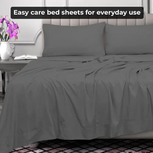 Vista 7 de Royale Linens Juego de 6 sábanas encimeras a granel, sábanas superiores, microfibra suave de 1800, resistente a las arrugas y a las manchas