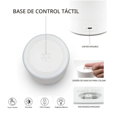 Vista 3 de G Keni Luz nocturna de guardería para bebé, lámpara de noche táctil LED portátil para niños y adultos, lactancia materna, ayuda para dormir, lámpara
