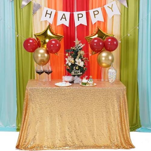 Vista 13 de Mantel de lentejuelas color azul bebé de 50" Cubierta de mesa con purpurina redonda color azul claro de lentejuelas metálicas Sobremanteles de mesa