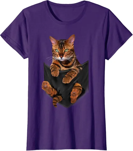 Vista 8 de Camiseta de bolsillo con estampado de tigre y gato Negro