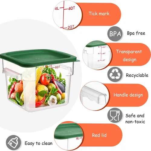 Vista 3 de Hsei 6 juegos de recipientes comerciales de almacenamiento de alimentos de 6 cuartos de galón con tapas y 6 cucharas de plástico para congelador