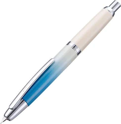 Vista 38 de Jinhao 10 Press Pluma estilográfica con caja, punta mediana retráctil de oro mate cepillado con juego de convertidor de tinta (clip dorado)