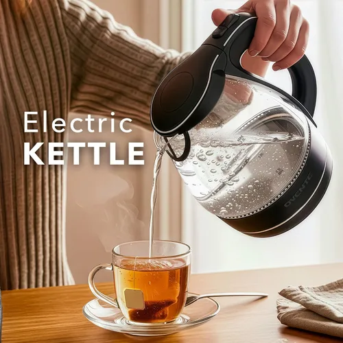 Vista 7 de OVENTE Electric Kettle, 1.5L Borosilicate Glass Countertop Water Heater and Boiler for Coffee or Tea, BPA-Free, Auto Shut-Off, Boil-Dry Protection