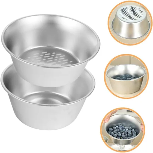 Vista 8 de TOYANDONA Colador de malla de acero inoxidable con lavabo Cesta de drenaje de cocina de malla fina para verduras y frutas, mini lavadora de arroz