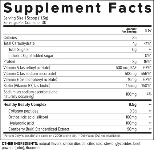 Vista 3 de Essential Nutrition Colágeno Skin - Péptidos de colágeno hidrolizados, con ácido hialurónico, silicio y biotina, cabello, piel y uñas, arándano