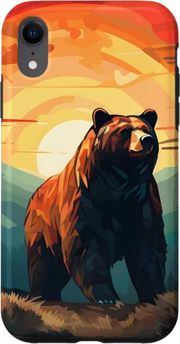 Vista 24 de Funda para iPhone 11 Bear Retro Sunset Forest Spirit Animal
