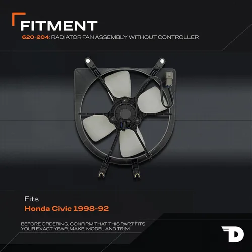 Vista 2 de Dorman Conjunto de ventilador de refrigeración del motor 620-204 compatible con modelos seleccionados de Honda