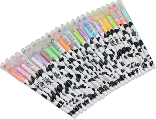 Vista 10 de Yansanido Paquete de 12 bolígrafos de gel con diseño de vaca Kawaii para oficina, escuela, hogar, viajes, regalo para amigos y estudiantes (12)