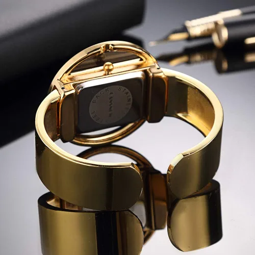 Vista 4 de Weicam Mujeres Creativos Relojes Brazalete Brazalete Analógico Cuarzo Relojes de pulsera (Oro)