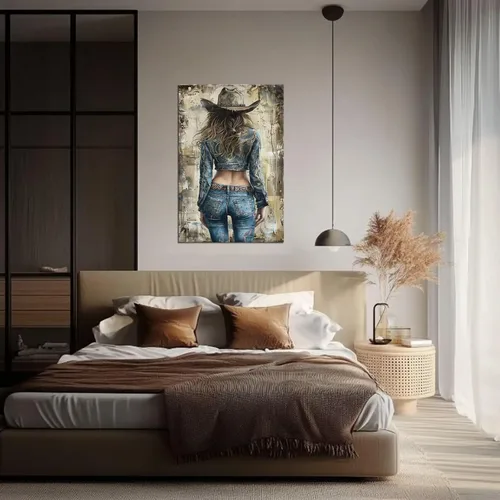Vista 5 de Arte de pared de vaquero occidental Imágenes de mujeres vaquero Impresiones Póster de lienzo del suroeste Arte de decoración de pared occidental