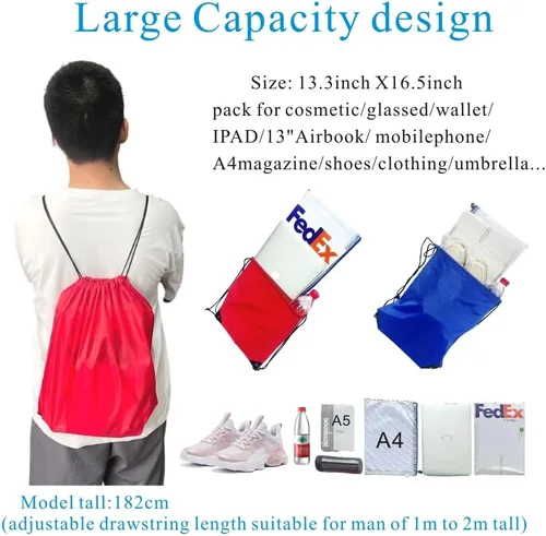 Vista 4 de Drawstring Backpack Bulk 20 Pcs Draw String Backpack Bags DIY Gym Sports Traveling Yoga Cinch Bag Sackpack Drawstring (10 Color multi color)