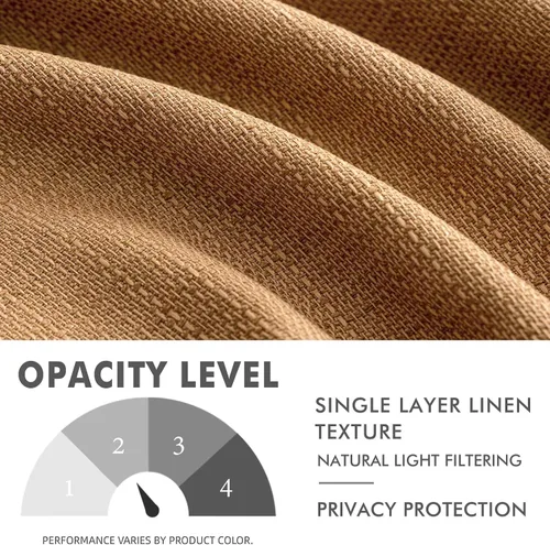 Vista 3 de MIULEE Cortinas texturizadas de lino sintético marrón natural de 84 pulgadas de largo, juego de 2 paneles para sala de estar y dormitorio, tejido