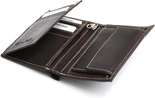 Vista 4 de Style N Craft Billetera delgada de cuero bi-folder, cartera de cuero de grano completo para hombres y mujeres, cartera con múltiples tarjeteros
