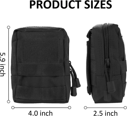 Vista 2 de Paquete de 4 bolsas Molle Tactical Utility EDC Bolsas pequeñas con 4 parches desmontables y 4 clips de anillo en D