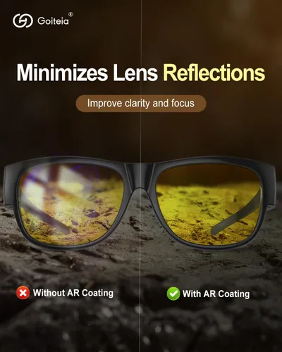 Vista 4 de Goiteia Lentes de conducción nocturna para hombres y mujeres, lentes polarizados de visión nocturna antirreflejos amarillos para conducir