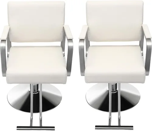 Vista 10 de Silla de salón para estilista, silla de peluquería hidráulica con giro de 360°, silla de estilo ajustable en altura para peluquería, salón de Negro