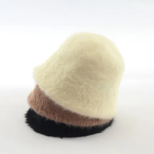 Vista 7 de Sombrero de pescador de felpa para mujer, sombrero de hada, suave y cálido, para adultos, estética, de punto, sombrero de pescador