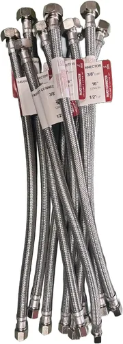 Vista 7 de EZ-Fluid (1) Línea de suministro de agua de 9 pulgadas, Fip de 1/2 pulgadas x 3/8 pulgadas Comp LF, tuercas de latón, conector de línea