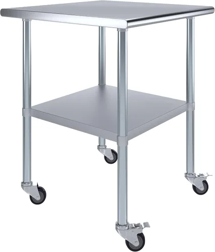 Vista 25 de Mesa de trabajo de acero inoxidable, mesa de metal