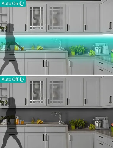 Vista 6 de MATICOD Luces con sensor de movimiento para interiores debajo de la cama, tira de luz LED RGB con control de aplicación, luces nocturnas