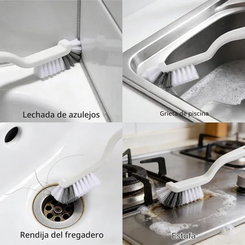 Vista 5 de Cepillo de limpieza de hendiduras, cepillo para lechada, suministros de limpieza de la casa, herramientas de limpieza de huecos, artículos