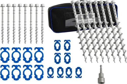 Vista 10 de Homeon Wheels - 12 piezas anclajes de suelo para campamento, tornillos de aluminio, metal resistente, no se oxida, anclajes fundidos para tienda