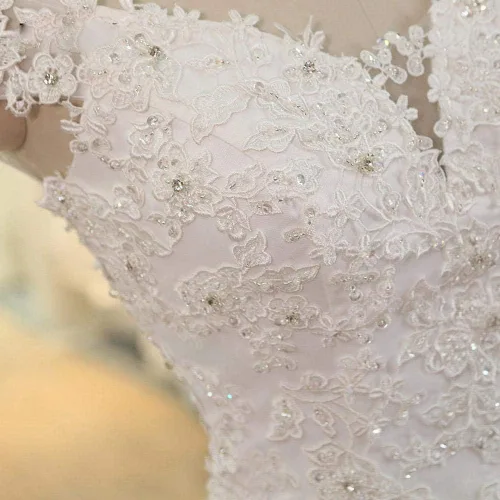 Vista 4 de Vestidos de novia largo vestido de novia sirena vestidos de novia de encaje apliques vestido de novia con cuentas fuera del hombro de las mujeres