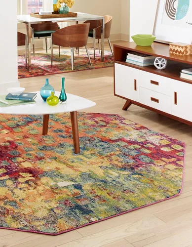 Vista 26 de Unique Loom Jardin Collection - Alfombra moderna, vibrante, abstracta y colorida (rectangular de 2 x 3 pies, multi/azul)