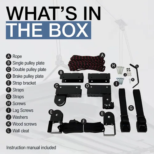 Vista 7 de StoreYourBoard Sistema de polea para caja de carga – Polipasto resistente para garaje, ideal para portaequipajes en el techo – Polipasto de techo