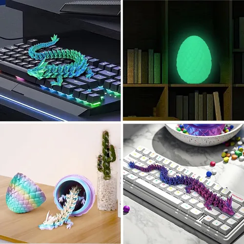 Vista 5 de TBOLINE - Paquete con 4 huevos de dragón impresos en 3D, animales de cristal articulados, juguete para la ansiedad, autismo, TDAH, piezas míticas