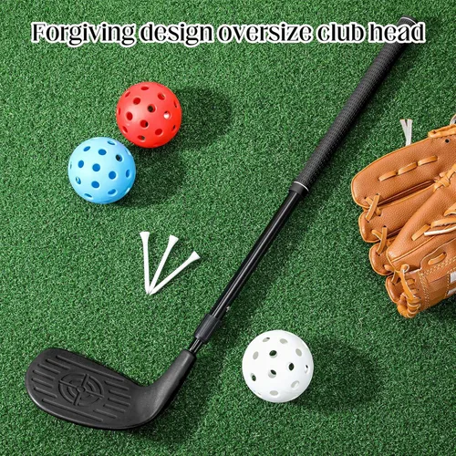 Vista 6 de Realspring Juego de palos de golf ajustables para patio trasero, palos de astillado de plástico, bolas de plástico para exteriores, interiores