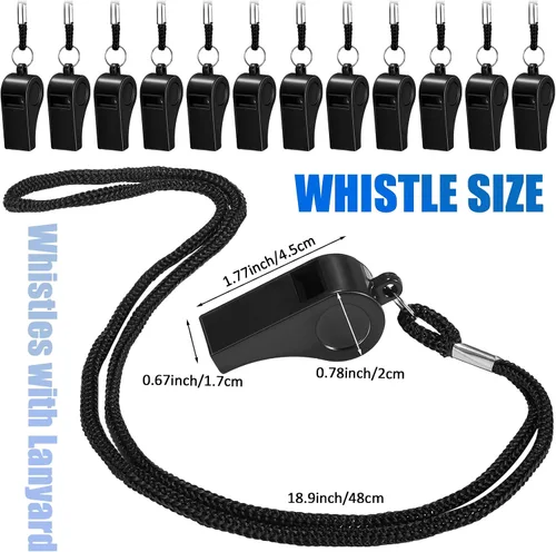 Vista 2 de Flutesan 48 silbatos a granel con cordón deportivo fuerte sonido nítido silbatos para entrenador árbitros entrenamiento emergencia