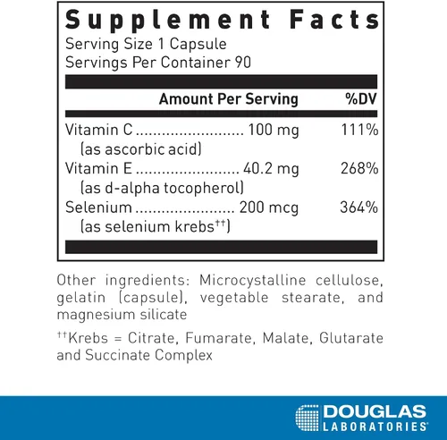 Vista 2 de Douglas Laboratories Selenium Plus Suplemento de selenio con vitaminas E y C 90 cápsulas