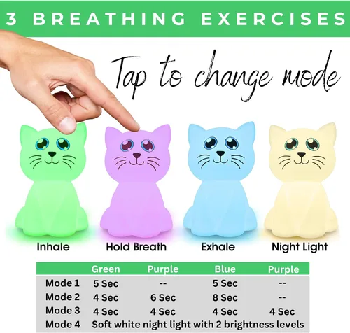 Vista 4 de Calm Collective Luz calmante para entrenamiento de respiración para gatos para calmar el estrés, artículos de alivio de la ansiedad para TDAH